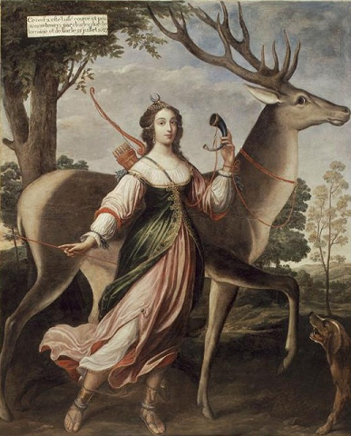Marie Aime de Rohan - Duchesse de Chevreuse en Diane chasseresse - Portrait attribu  Claude Deruet